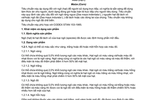 Tiêu chuẩn Việt Nam TCVN 5258:1990 (CODEX STAN 153 - 1985) về ngô (hạt) do Ủy ban Khoa học Nhà nước ban hành