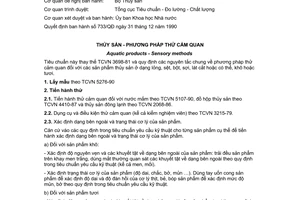 Tiêu chuẩn Việt Nam TCVN 5277:1990 về thủy sản - phương pháp thử cảm quan do Ủy ban Khoa học Nhà nước ban hành