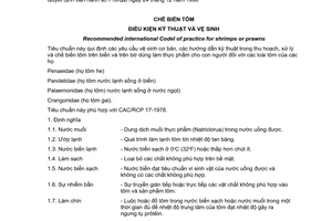 Tiêu chuẩn Việt Nam TCVN 5108:1990 (CAC/RCP 17 – 1978) về chế biến tôm - Điều kiện kỹ thuật và vệ sinh do Ủy ban Khoa học Nhà nước ban hành