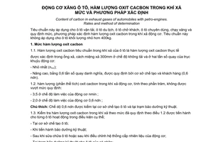 Tiêu chuẩn Việt Nam TCVN 5123:1990 về động cơ xăng ô tô - Hàm lượng oxit cacbon trong khí xả - Mức và phương pháp xác định do Ủy ban Khoa học và Kỹ thuật Nhà nước ban hành