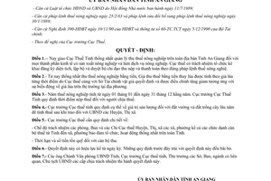 Quyết định 277/QĐ.UB năm 1990 quản lý thu thuế nông nghiệp năm 1991 An Giang