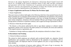 Circular No. 19-LDTBXH-TT on labour for enterprises with foreign owned capital