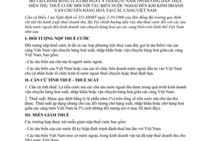 Thông tư 03-TC/GTBĐ hướng dẫn thu thuế cước tàu biển nước ngoài kinh doanh vận chuyển hàng hoá cảng Việt Nam