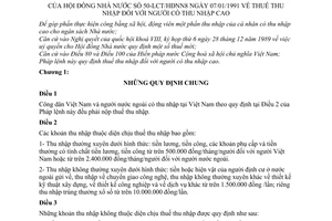 Pháp lệnh Thuế người có thu nhập cao 1991 50-LCT/HĐNN8