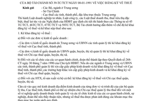 Công văn 39-TC/TCT đăng ký về thuế