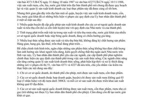 Công văn 262/UB-CN chấn chỉnh tình hình sản xuất kinh doanh thức uống trên địa bàn thành phố