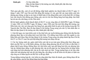 Công văn 10/QLTT-TW kiểm soát hàng hoá trên đường giao thông