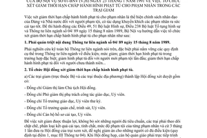 Thông tư 01-BNV(V26) tổ chức xét giảm thời hạn chấp hành hình phạt tù phạm nhân