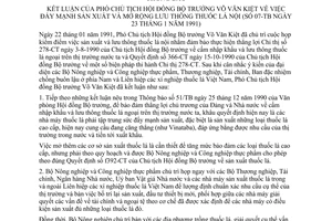 Thông báo 07-HĐBT/TB kết luận Phó Chủ tịch HĐBT Võ Văn Kiệt đẩy mạnh sản xuất mở rộng lưu thông thuốc lá nội