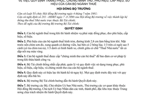 Quyết định 21-HĐBT  quy định trang phục, chứng minh thư, phù hiệu, cấp hiệu, số hiệu của cán bộ ngành thuế