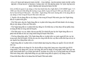 Thông tư liên bộ 01/TTLB tín dụng đầu tư xây dựng cơ bản kế hoạch Nhà nước