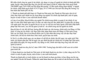 Chỉ thị 07/CT-UB thanh tra hoạt động ngành tài chính