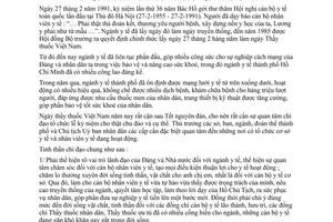 Chỉ thị 08/CT-UB tổ chức ngày thầy thuốc Việt Nam 27-2-1991