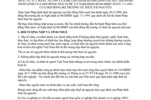 Thông tư 07-TC/TCT thuế tài nguyên hướng dẫn Pháp lệnh Hội đồng Nhà nước Nghị định 06-HĐBT