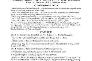 Quyết định 54-TC/TCT  chế độ quản lý hoá đơn bán hàng