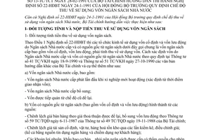 Thông tư 13-TC/TCT chế độ thu sử dụng vốn ngân sách Nhà nước hướng dẫn Nghị định 22-HĐBT