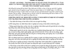 Thông tư liên bộ 2-TT/LB hướng dẫn giải quyết chính sách lao động khi giải thể xí nghiệp quốc doanh
