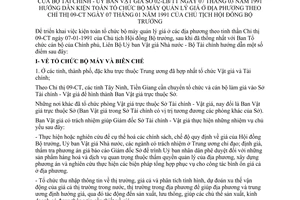 Thông tư liên tịch 02-LB/TT kiện toàn tổ chức bộ máy quản lý giá ở địa phương hướng dẫn Chỉ thị 09-Ct