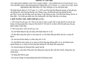 Thông tư liên tịch 63-TT/LB hướng dẫn Quyết định 13/CT Chủ tịch Hội đồng Bộ trưởng thu phí qua cầu đường bộ