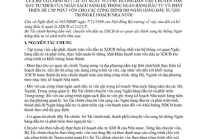 Thông tư 17-TC/ĐT hướng dẫn chuyển vốn đầu tư XDCB ngân sách sang hệ thống ngân hàng đầu tư phát triển cấp phát vốn công trình kế hoạch Nhà nước
