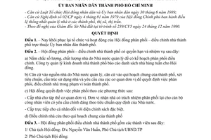 Quyết định 75/QĐ-UB  thành lập Hội đồng phân phối điều chỉnh nhà thành phố