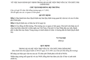 Quyết định  80-CT  Quy định trong quan hệ viện trợ với các tổ chức phi Chính phủ