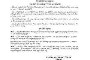 Quyết định 56/QĐ.UB năm 1991 lệ phí sử dụng nguồn nước phục vụ sản xuất nông nghiệp An Giang
