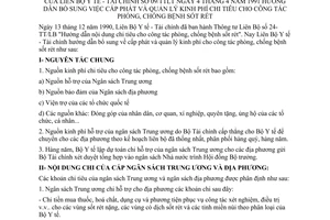 Thông tư liên bộ 09/TTLT bổ sung cấp phát quản lý kinh phí chi tiêu công tác phòng, chống bệnh sốt rét