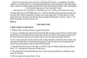 Thông tư liên tịch 03/TT-LB hướng dẫn Quy chế thuê nhà, thuê lao động người nước ngoài, người gốc Việt Nam định cư ở nước ngoài lưu trú tại Việt Nam