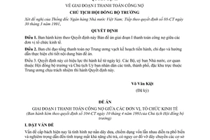 Quyết định  104-CT  giai đoạn I thanh toán công nợ