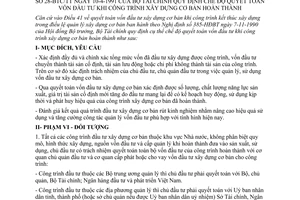 Thông tư 28-BTC/TT quy định chế độ quyết toán vốn đầu tư khi công trình XDCB hoàn thành