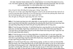 Quyết định  112-CT  thanh toán hàng xuất, nhập khẩu cung ứng dịch vụ của tổ chức kinh tế thực hiện hiệp định ký giữa chính phủ ta và chính phủ khác