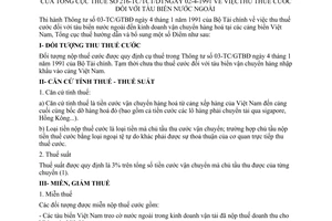 Công văn thu thuế cước tàu biển nước ngoài