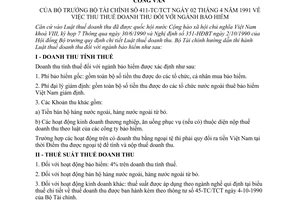 Công văn 411-TC/TCT thu thuế doanh thu ngành bảo hiểm