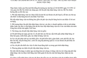 Công văn 534-TC/TV thu lệ phí tiếp nhận hàng viện trợ