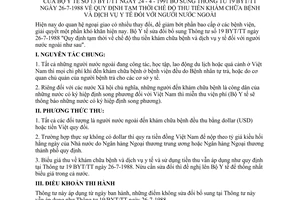 Thông tư 13-BYT/TT quy định tạm thời chế độ thu tiền khám chữa bệnh dịch vụ y tế người nước ngoài bổ sung thông tư 19-BYT/TT