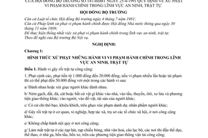 Nghị định 141-HĐBT quy định xử phạt vi phạm hành chính trong lĩnh vực an ninh, trật tự
