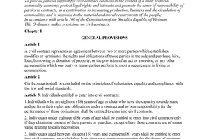 Ordinance No. 52-LCT/HDNN8 of April 29, 1991, on Civil Contracts.