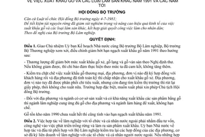 Quyết định  146-CT  xuất khẩu gỗ và các loại lâm sản khác năm 1991 và các năm tới