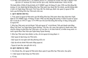 Thông tư 27-TC/KBNN quy định quản lý ngoại tệ Nhà nước hệ thống Kho bạc Nhà nước