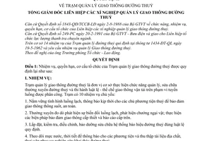 Quyết định  308-QĐ-TC-LĐ  trạm quản lý giao thông đường thuỷ