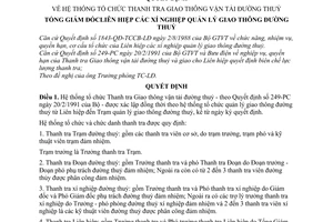 Quyết định  309-QĐ-TC-LĐ  hệ thống tổ chức thanh tra giao thông vận tải đường thuỷ