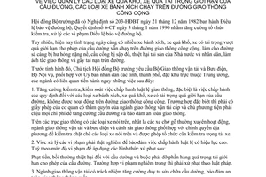 Chỉ thị 152-CT quản lý xe quá khổ quá tải trọng giới hạn cầu đường xe bánh xích chạy đường giao thông công cộng