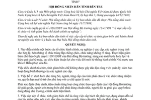 Nghị quyết 15/NQ-HĐND 1991 sắp xếp tổ chức tinh giảm biên chế hành chính sự nghiệp Bến Tre