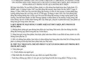 Thông tư 117-BĐ nhận gửi chuyển phát bưu kiện bưu phẩm hàng hoá gửi trong nước qua đường bưu điện