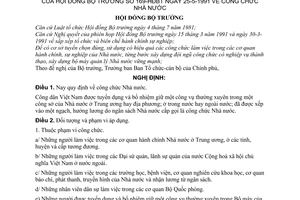 Nghị định 169-HĐBT Công chức Nhà nước