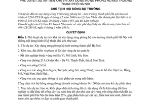 Quyết định  174/CT  phê duyệt dự án tiền khả thi xây dựng rừng phòng hộ môi trường thành phố Hà Nội