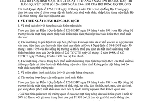 Thông tư 34-TC/TCT Luật thuế xuất nhập khẩu hàng mậu dịch hướng dẫn Quyết định 126-HĐBT