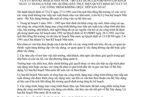 Thông tư liên bộ 03-UB-XD/LB công trình không trực tiếp sản xuất hướng dẫn Quyết định số 75-CT