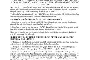 Thông tư 478-TCHQ/TT sửa đổi chế độ hàng hoá ngoại tệ người hợp tác lao động chuyên gia công tác nước ngoài mang gửi về hướng dẫn quyết định 156/HĐBT